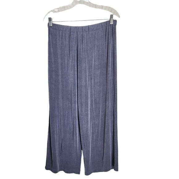 Flax Pull On Wide Leg Cropped‎ Pants Womens Small Gray Slinky Acetate No Iron - Picture 13 of 13